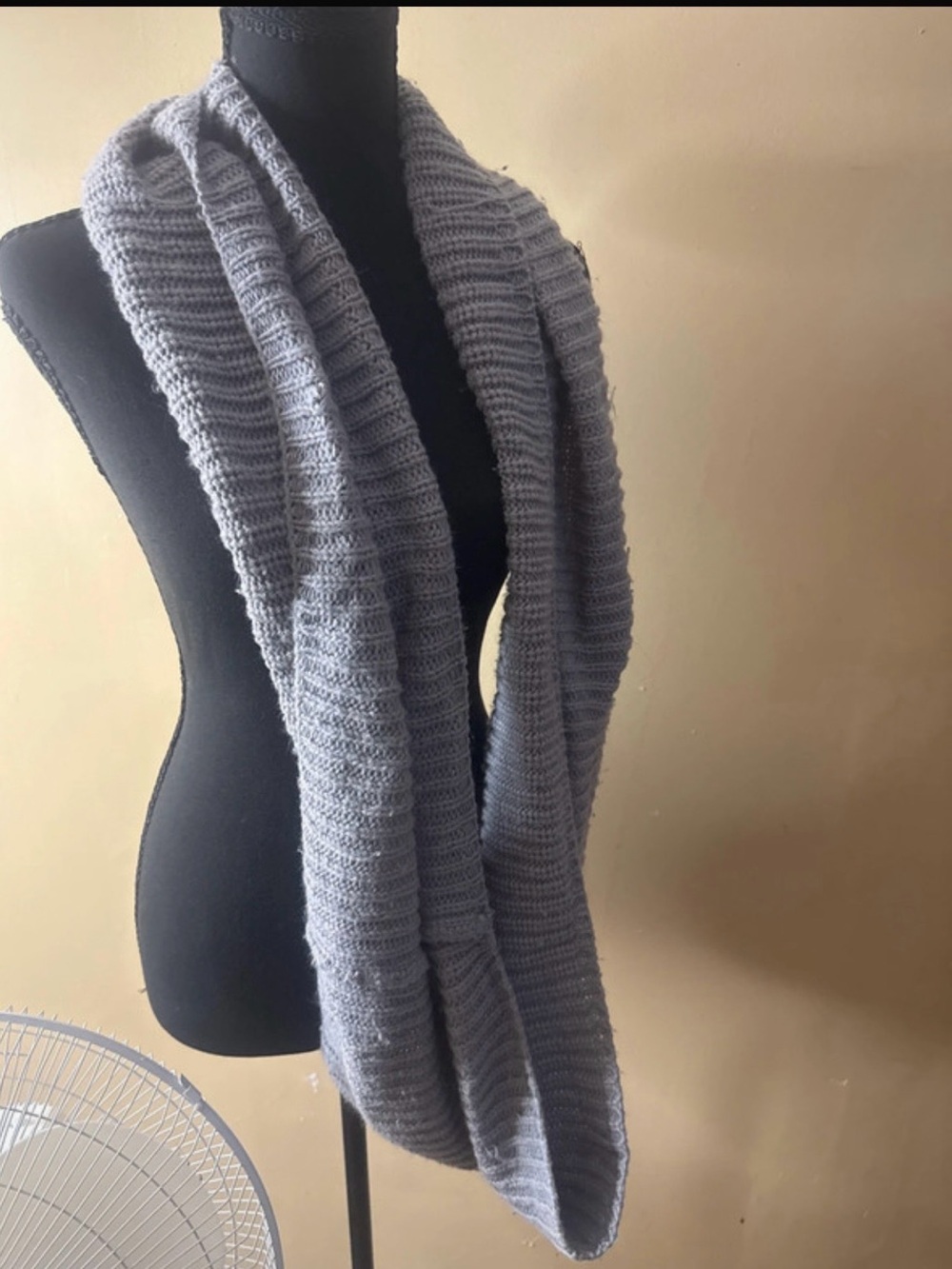 Cozy Gray Knit Infinity Scarf - Women Accessories
